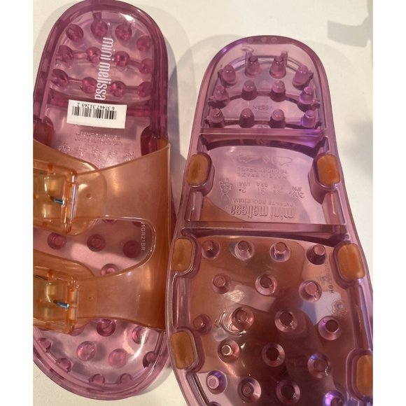 Mini Melissa Wide II Slide Sandals Big Kid 2 Pink Orange New without Box - Picture 5 of 5